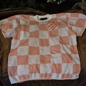Louis Vuitton Kids Orange and White Checkered Tee